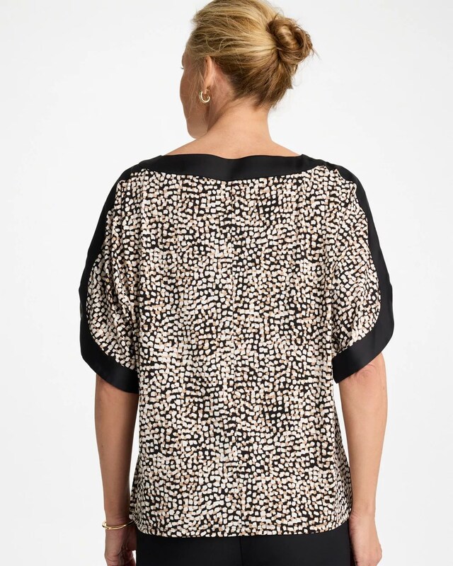 Printed Jersey & Satin Dolman Tee - image 3